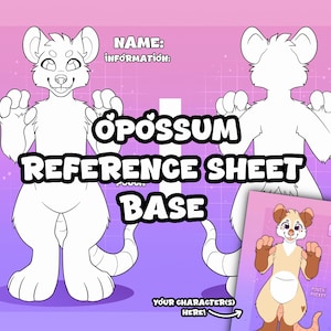 Opossum Reference Sheet Base | Chibi Furry Possum Art