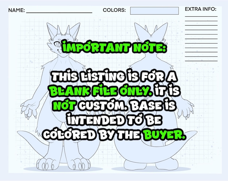 Kobold Reference Sheet Base | Furry Art Coloring Page - Etsy