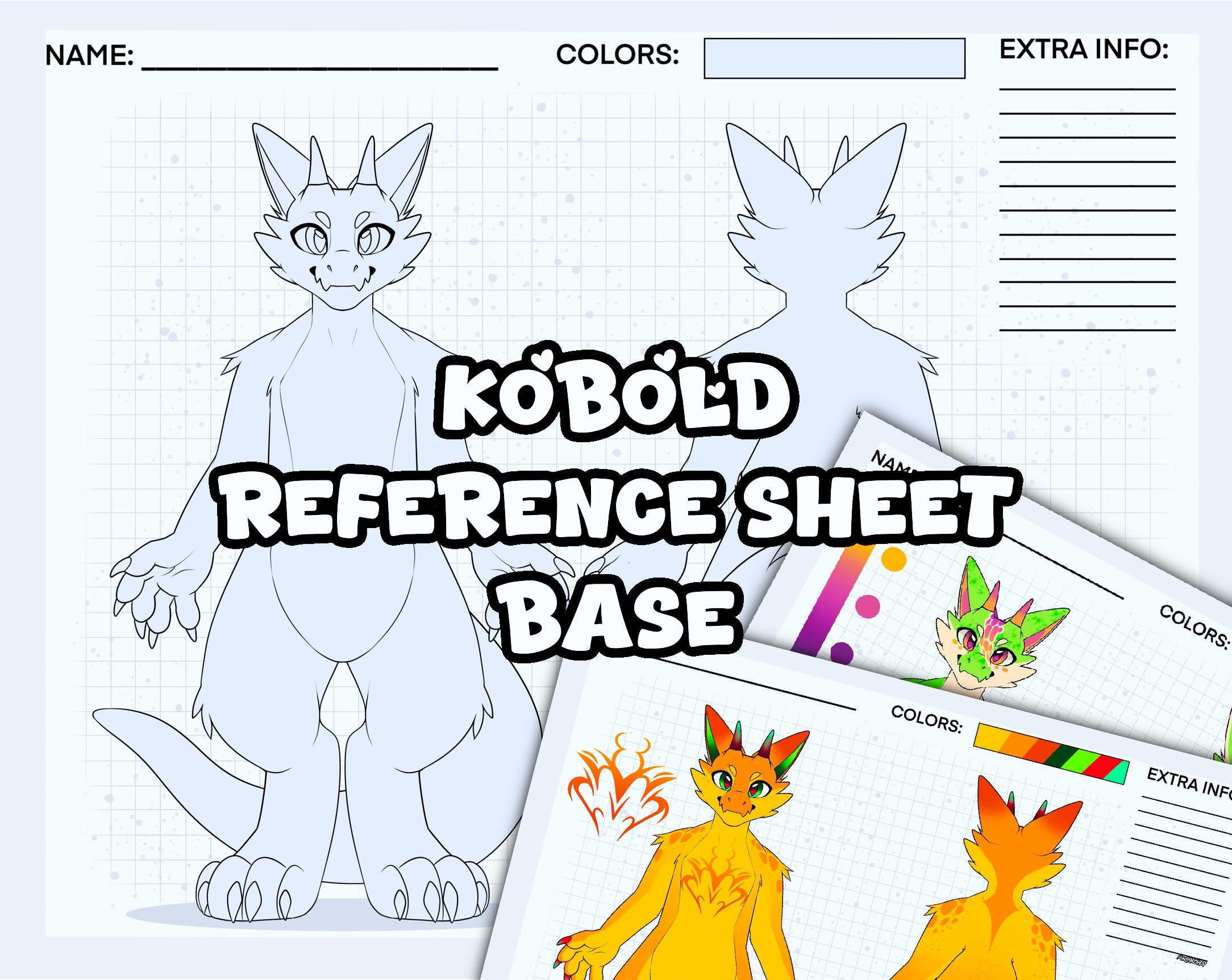 Kobold Reference Sheet Base | Furry Art Coloring Page - Etsy