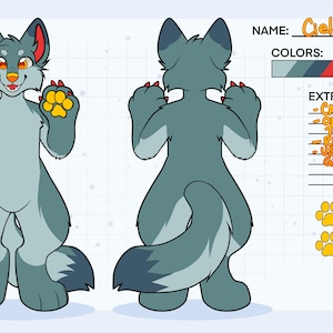 Furry Reference Sheet Base [wolf] - Etsy