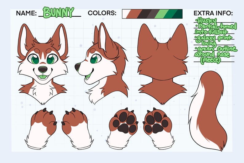Wolf Fursuit Reference Sheet Base | DIY Furry Coloring Page - Etsy