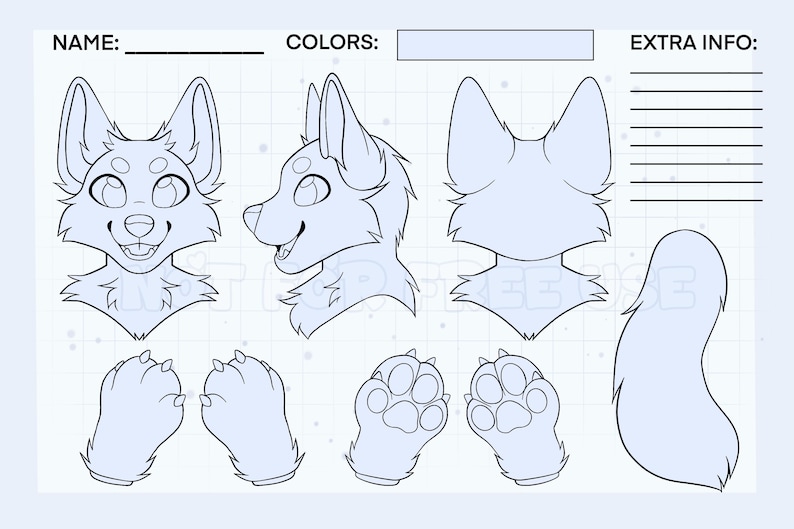 Wolf Fursuit Reference Sheet Base | DIY Furry Coloring Page - Etsy