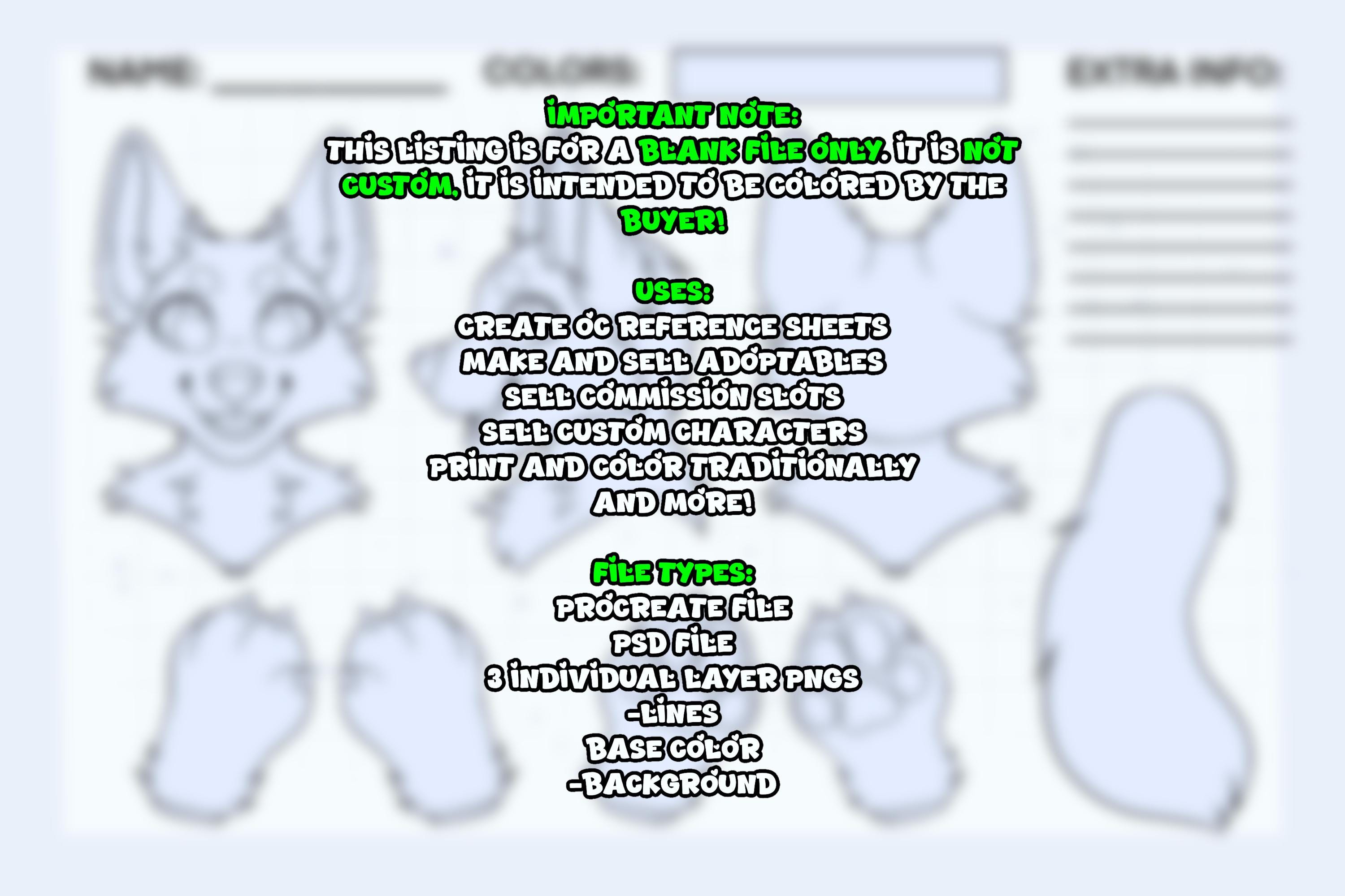 Wolf Fursuit Reference Sheet Base | DIY Furry Coloring Page - Etsy