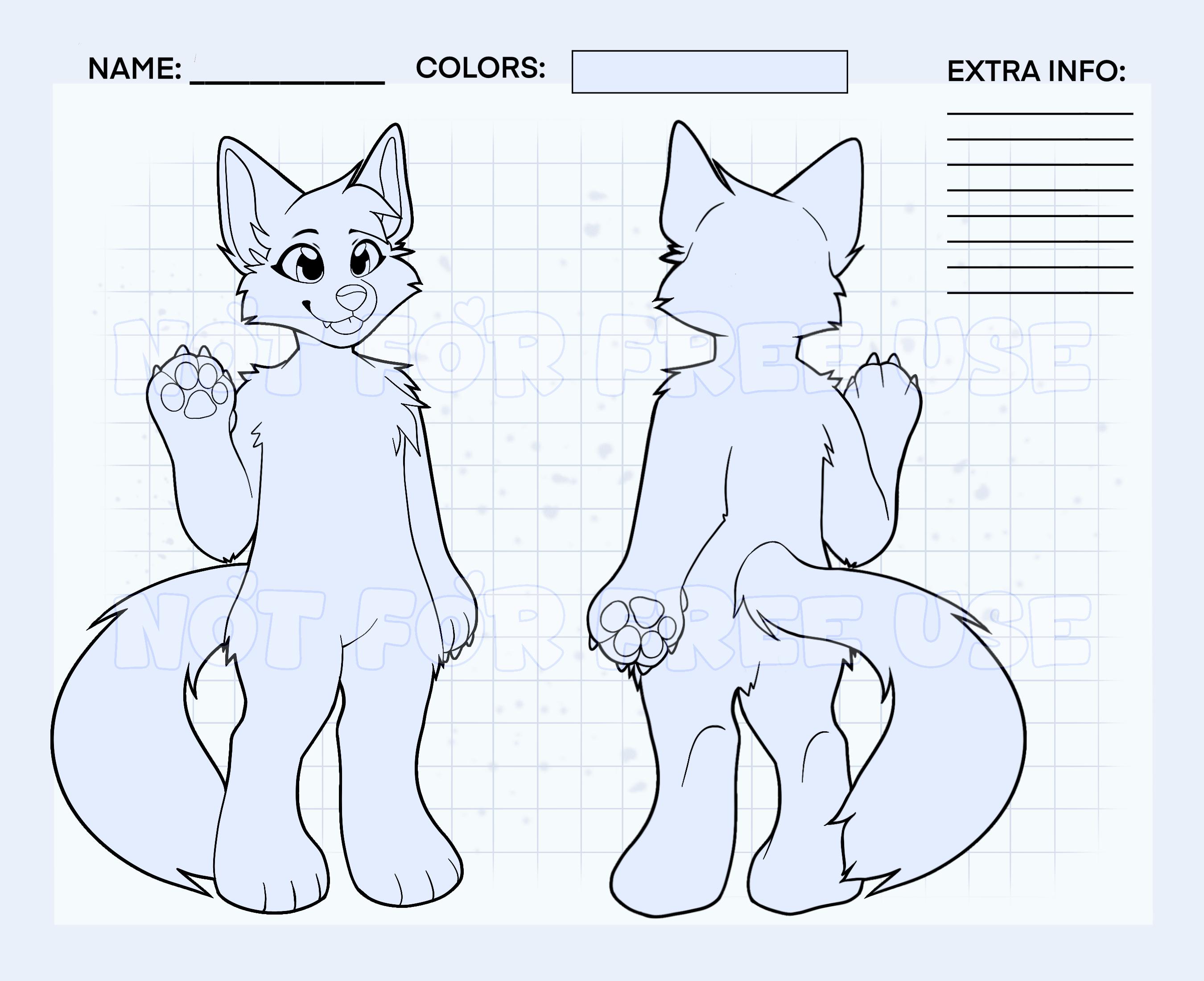 Chibi Wolf Reference Sheet Base | DIY Furry Coloring Page - Etsy