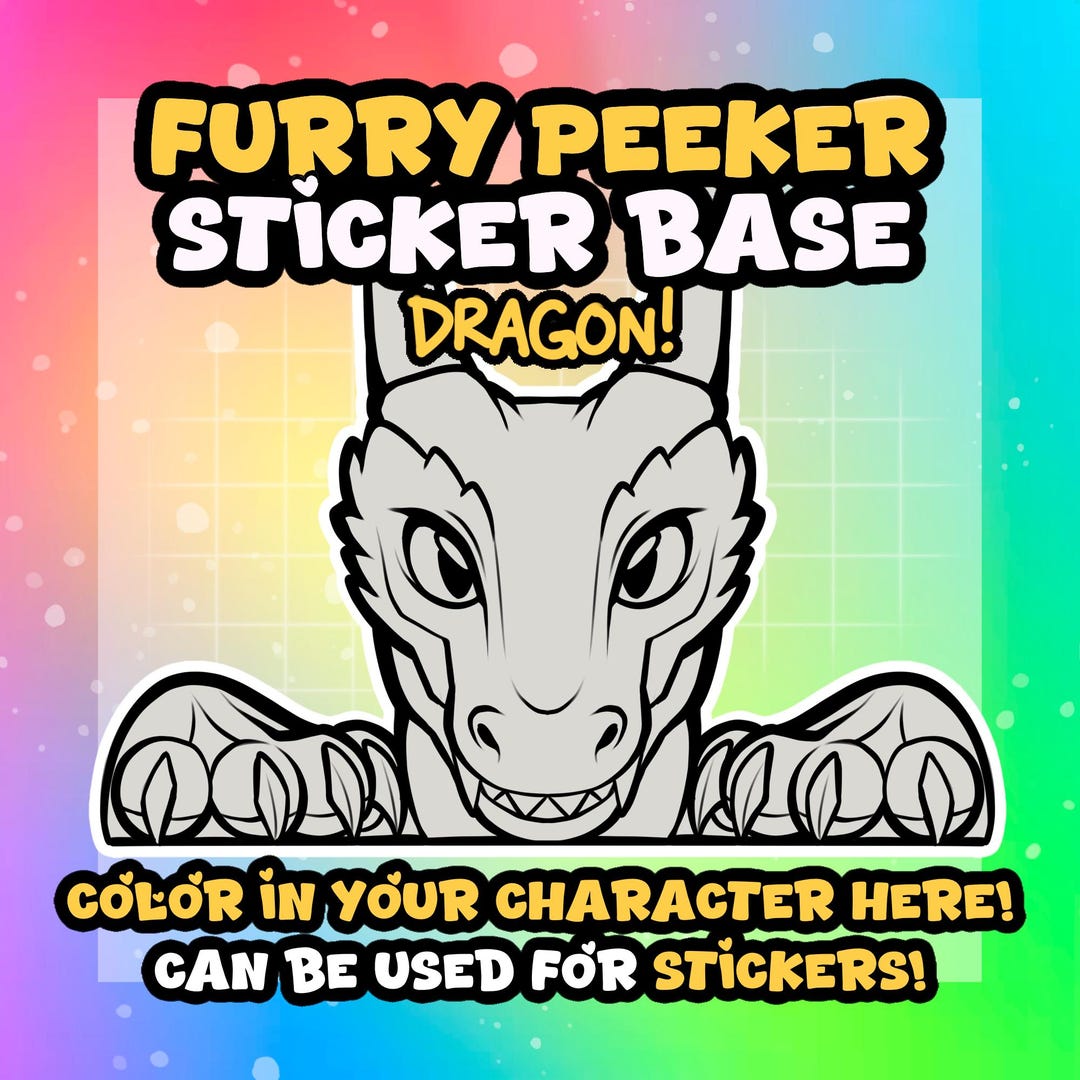Furry Peeker Sticker Base [dragon!] - Etsy