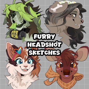 Furry Headshot Sketches | Custom Furry Art Icon Commission