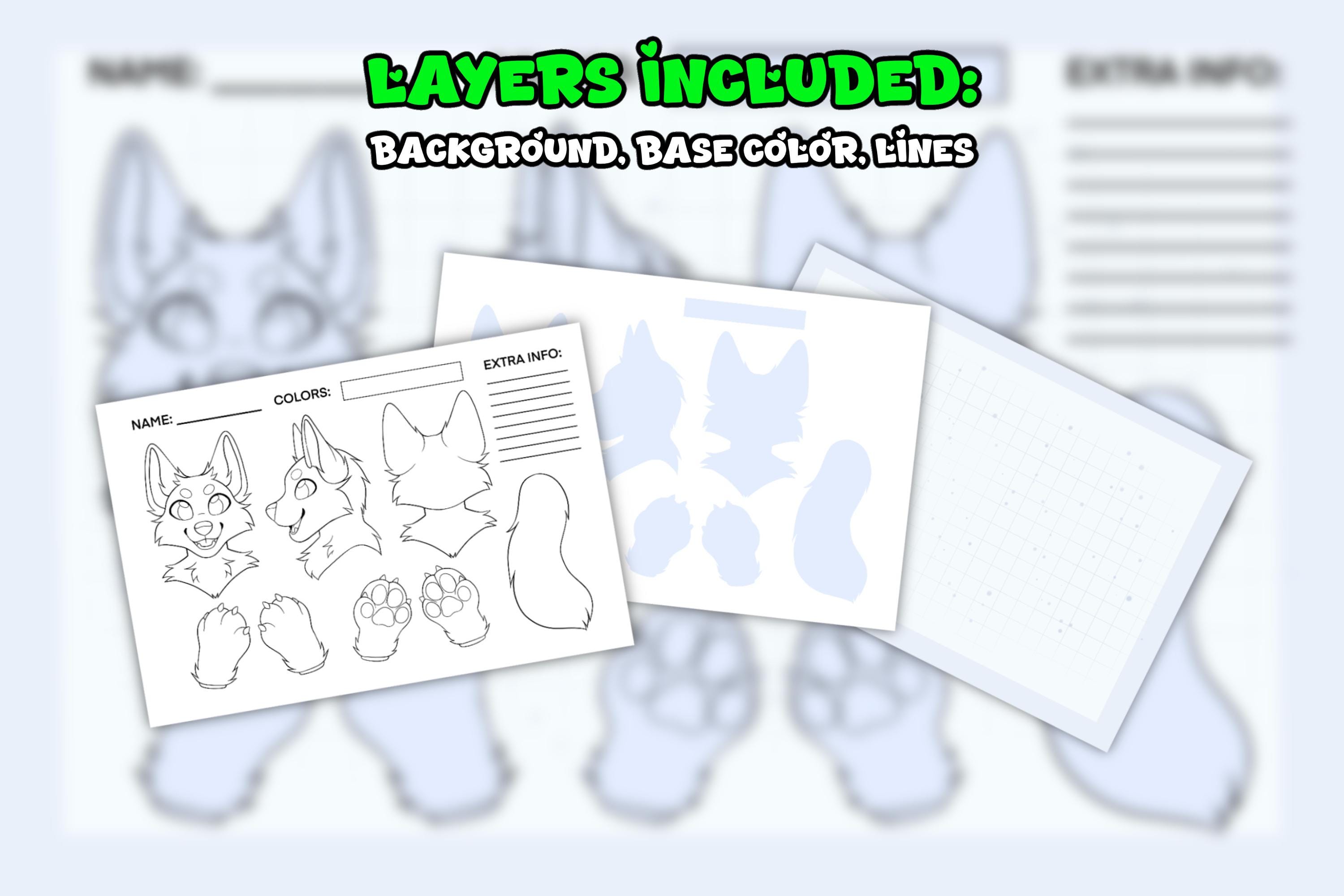 Wolf Fursuit Reference Sheet Base | DIY Furry Coloring Page - Etsy