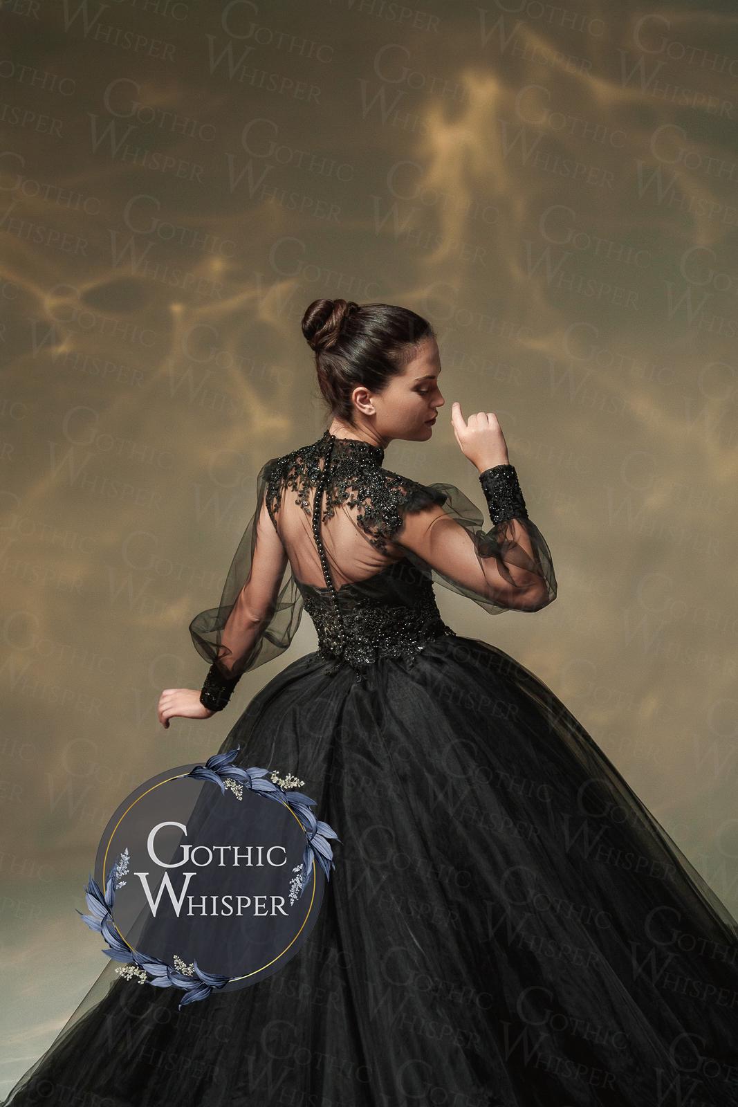 etsy black wedding dress Blackwedding Bottom Size:32x34