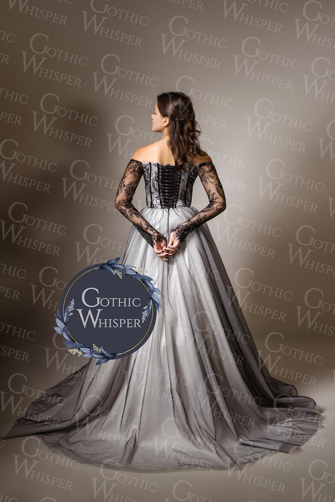 Black and White Wedding Dress | Gothic Bridal Gown With Lace Corset and Tulle Skirt | Black Embroidered Gothic Wedding Dress - Etsy Israel Black and White Wedding Dress | Gothic Bridal Gown With Lace Corset and Tulle Skirt | Black Embroidered Gothic Wedding Dress - Etsy Israel
