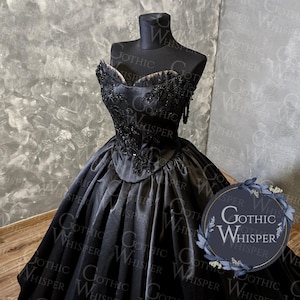 Black Gothic Wedding Dress | Strapless Corset Ball Gown | Dark Fairy Tale Bridal Gown | Vampire Alternative Bridal Dress |Skirt plus Corset