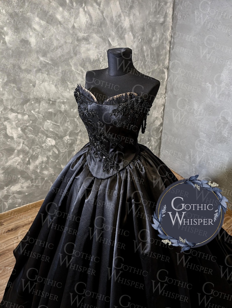 Black Gothic Wedding Dress | Strapless Corset Ball Gown | Dark Fairy ...