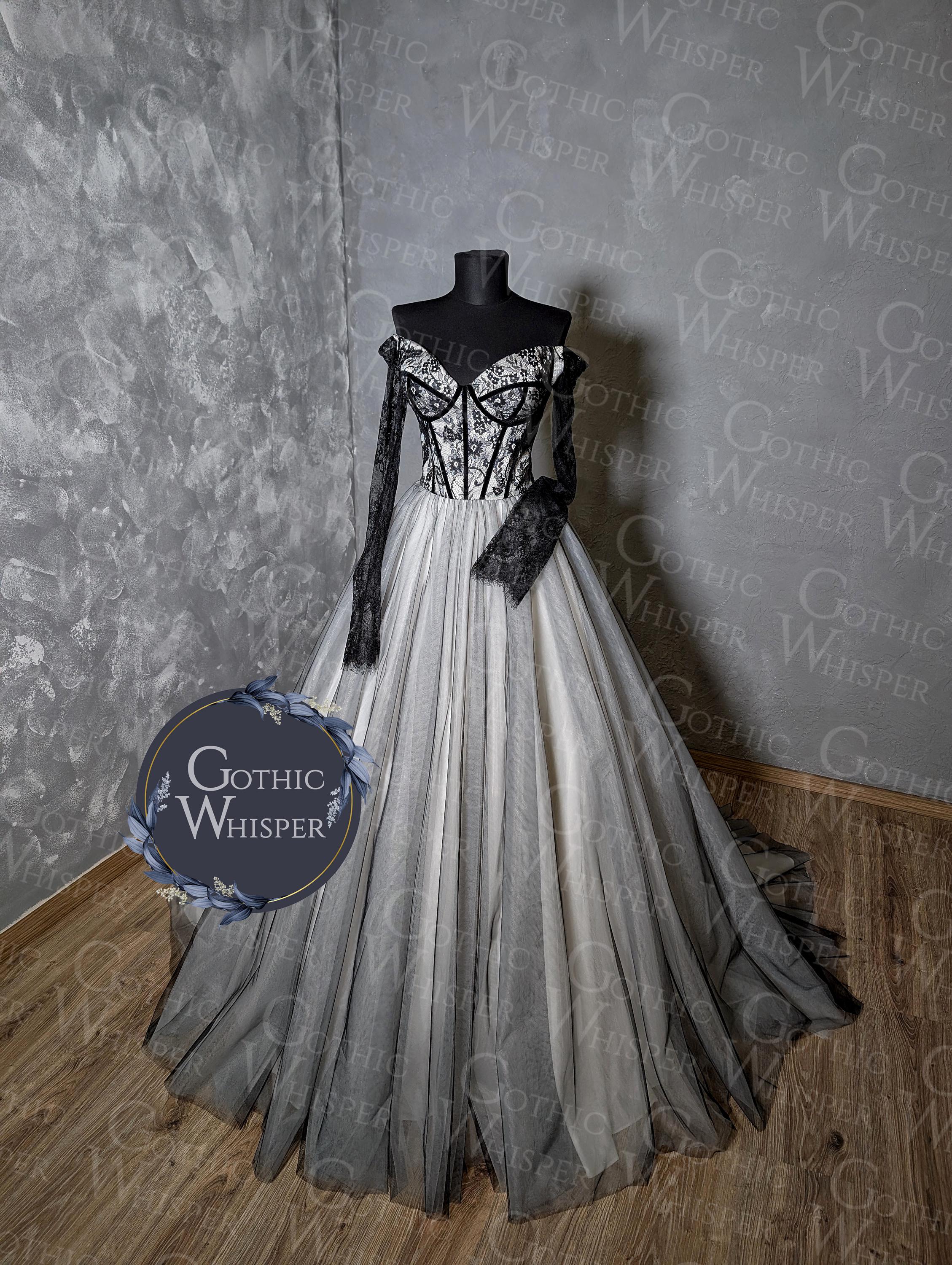 Gothic Black and White Wedding Dress