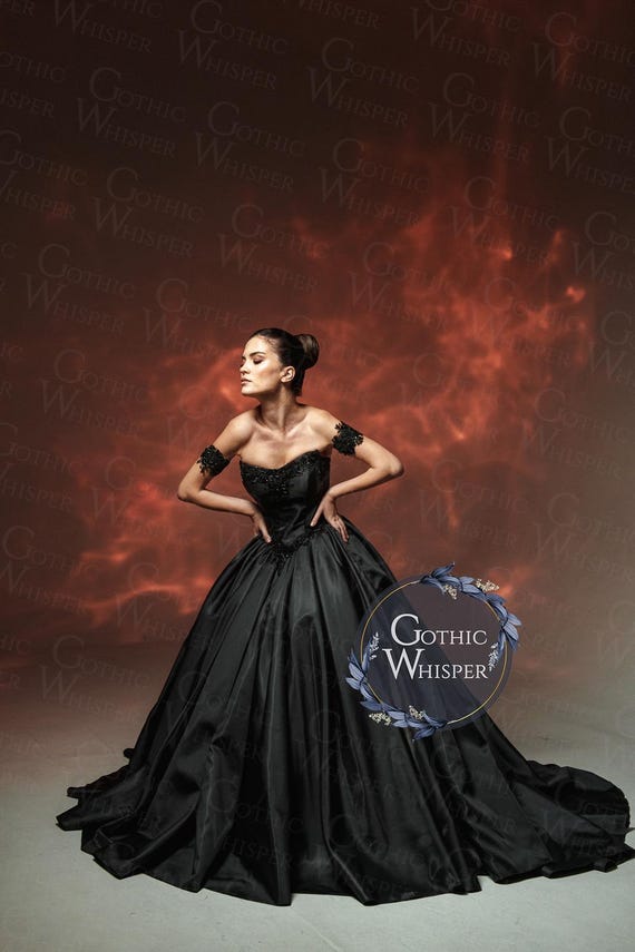 Ball Gown Vestito Gotico Nero Abito Da Sposa Gotico Nero Di Lusso