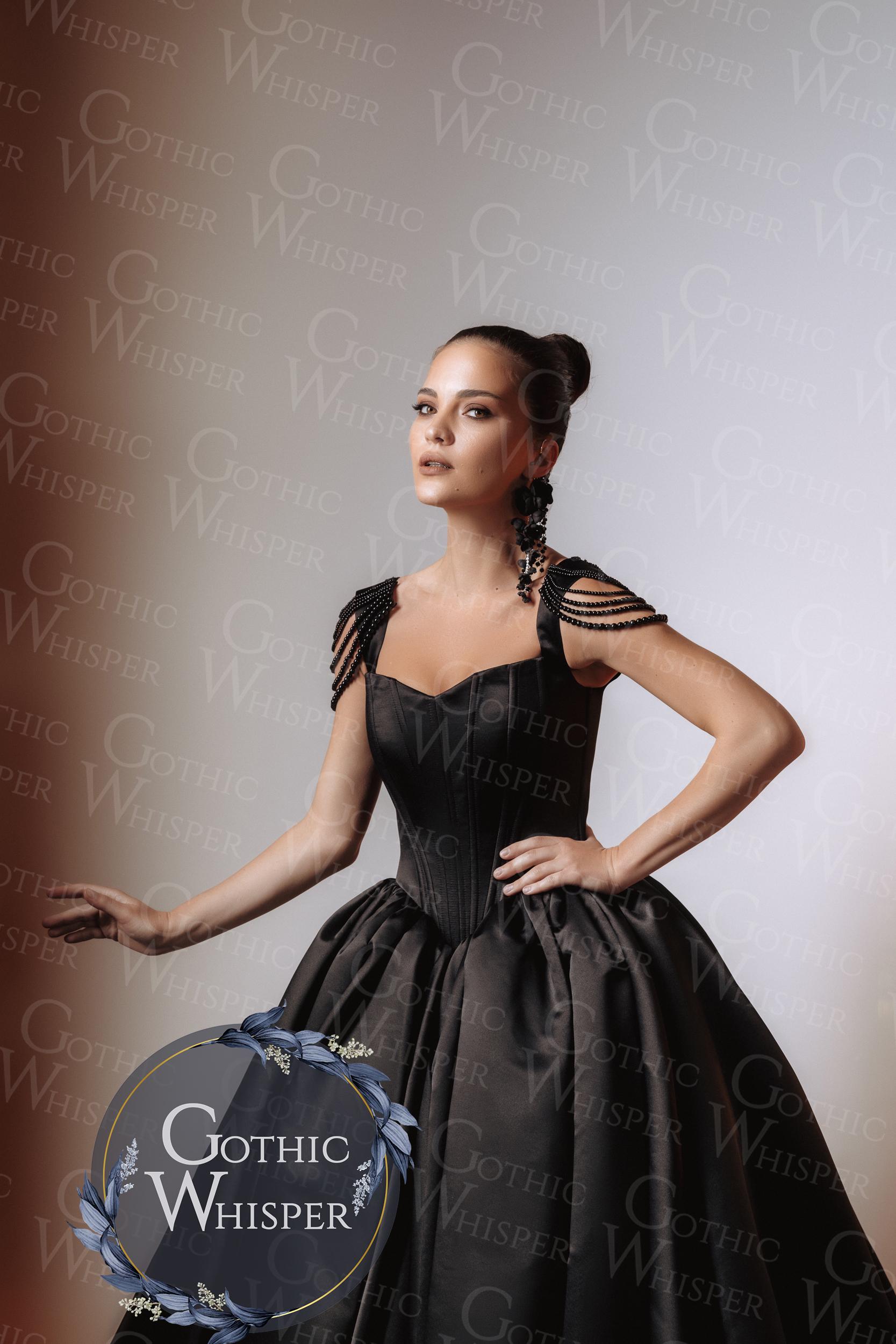 Gothic Black Wedding Dress * Victorian Ball Gown for Dark Brides * Alternative Gothic Bridal Gown with Corset & Dramatic Skirt