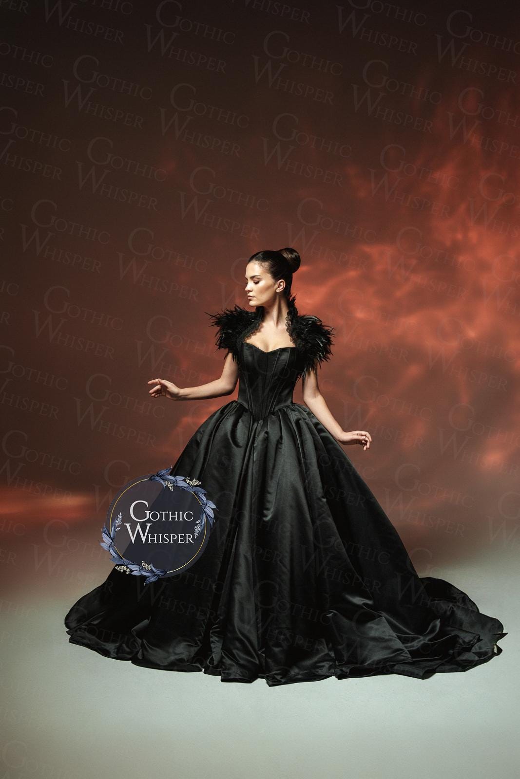 gothic style evening dresses Black Metallic Corset Dress – Gothic Evening Aesthetic Outfit L main image 0