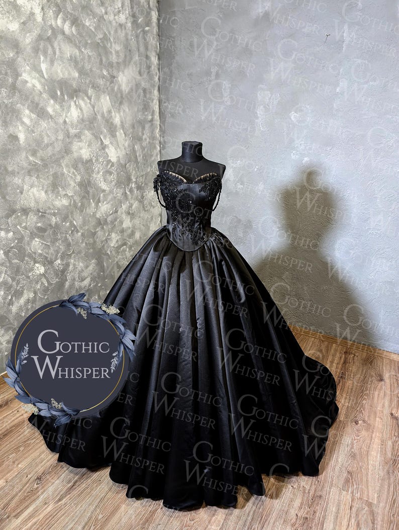 Black Gothic Wedding Dress | Strapless Corset Ball Gown | Dark Fairy ...