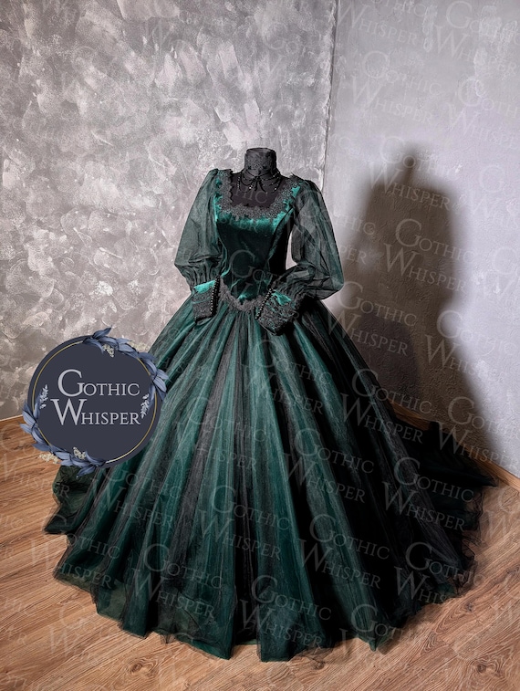 victorian gothic bridesmaid dresses Starry Night Gown Wedding Gown New style....black lac  Romantic Threads forest elopements Victorian Gothic Gothic wedding dresses