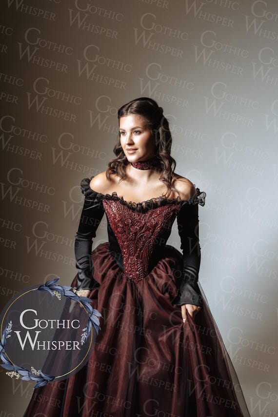 gothic burgundy dress Burgundy Gothic Wedding Dress