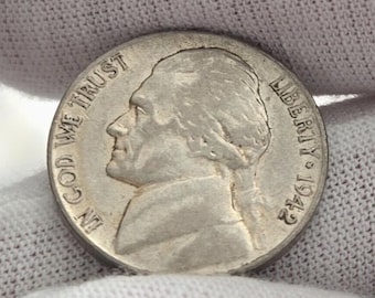 1942年 S ジェファーソン戦時流通ニッケル 35% 銀 5セント米国コイン