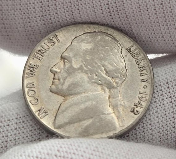 1942年 S ジェファーソン戦時流通ニッケル 35% 銀 5セント米国コイン