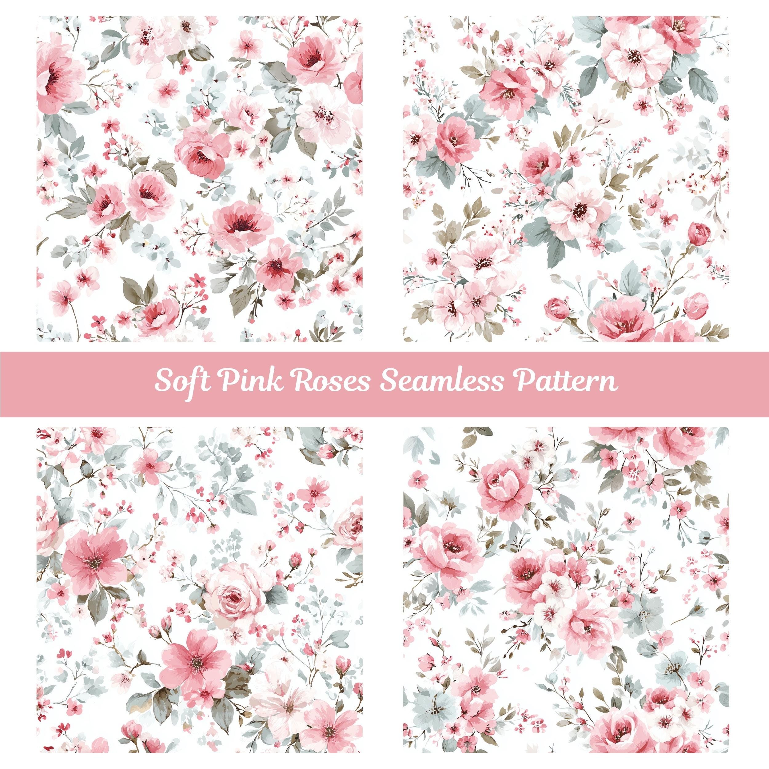 Soft Pink Rose Floral Seamless Pattern – Digital Paper Pack (20 Pcs) - Etsy
