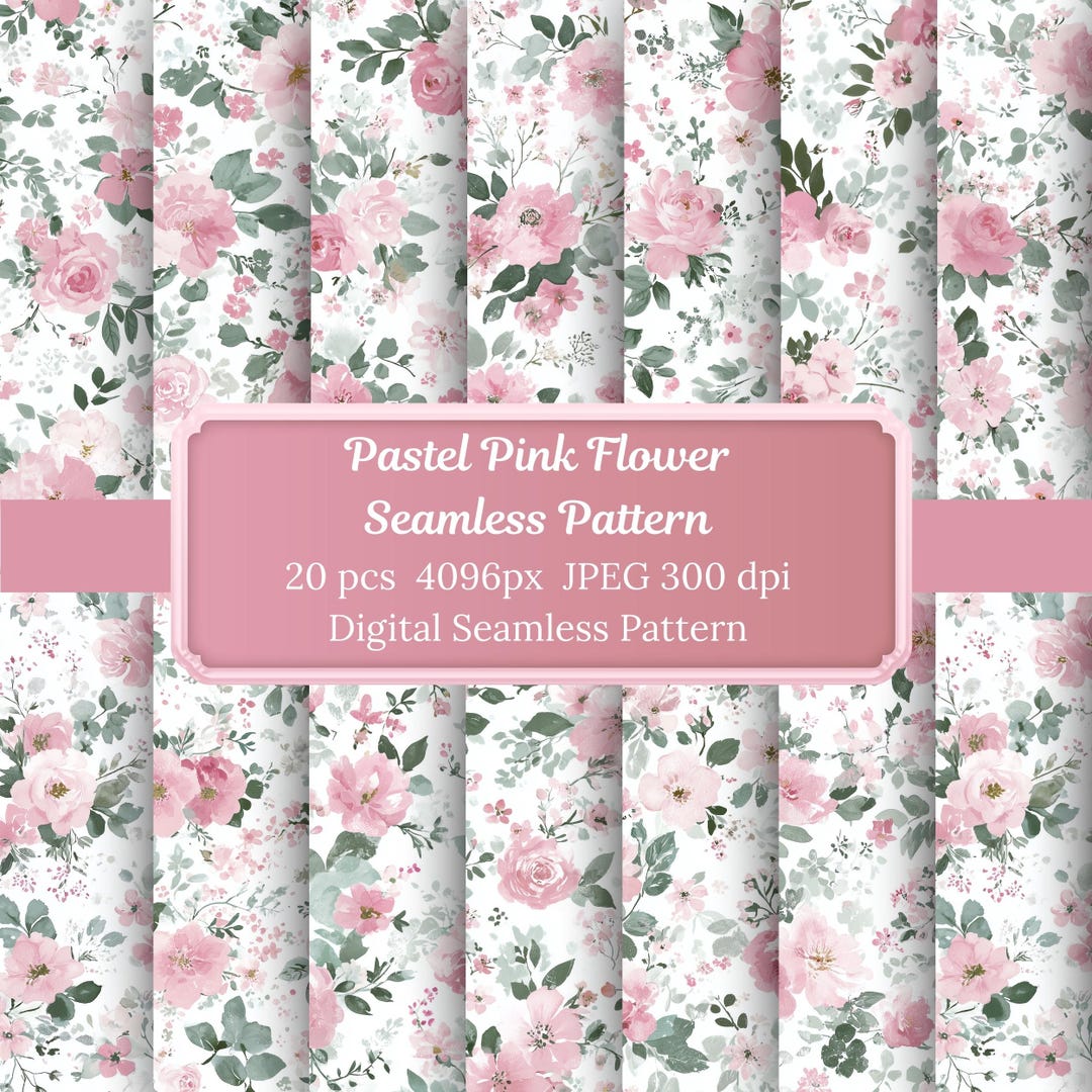 Pastel Pink Floral Seamless Pattern Digital Paper Set - Etsy
