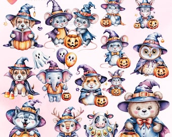 Halloween Animal Clipart | Witch Hat PNG Files
