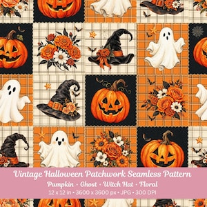 Vintage Halloween Patchwork Nahtloses Muster