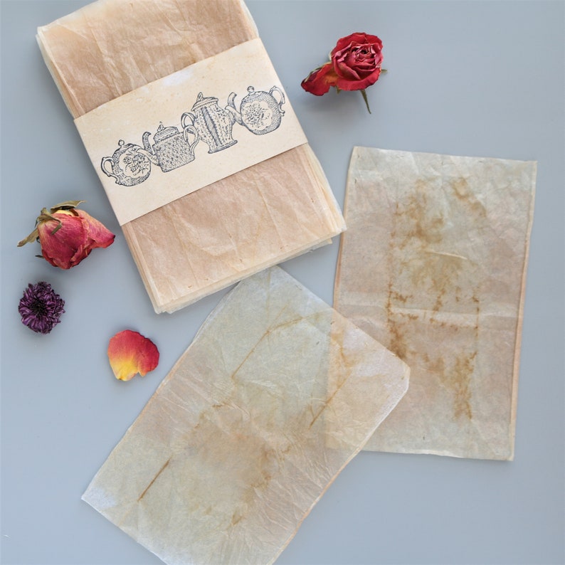 20 Tea Bag Art Paper Ephemera Upcycled Crafts Junk Journal Etsy