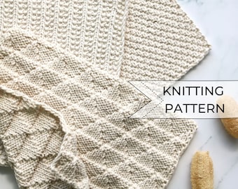 Textured Washcloth Knitting Pattern • Easy Beginner Project (PDF Pattern)
