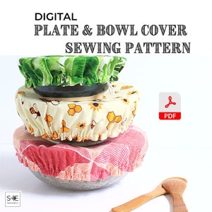 Bowl Cover Sewing PATTERN • How to sew plate cover, DIY Zero Waste Sewing Pattern Beginners Project PDF Fat Quarter Project