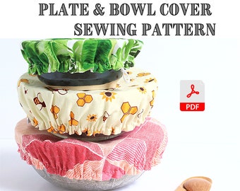Bowl Cover Sewing PATTERN • How to sew plate cover, DIY Zero Waste Sewing Pattern Beginners Project PDF Fat Quarter Project