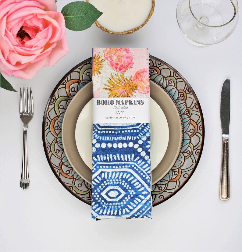 Cloth Napkins Bulk Set of Bohemian Cotton Napkins Etsy