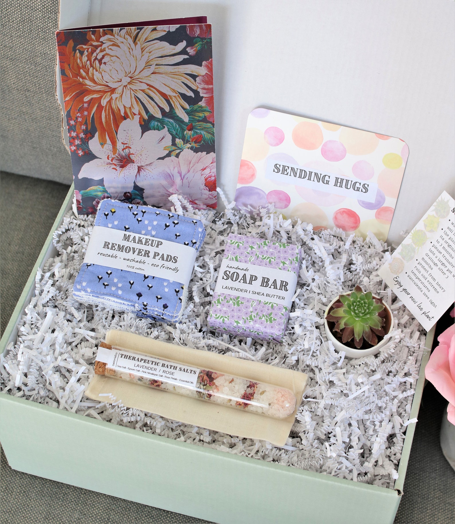 Lavender gift box Self care gift Mom gift basket Succulent