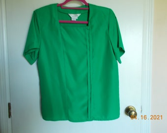 Womens Vintage Green Poly Blouse