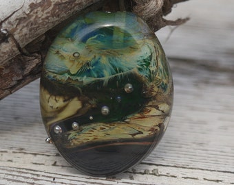 Perle focale en verre filé / handmade focal bead