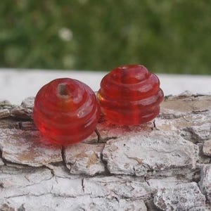2 Perle di vetro filate a fiamma / 2 lavori a lume fatti a mano