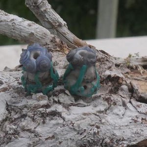 2 Perle di vetro filate a fiamma / 2 lavori a lume fatti a mano