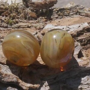 2 Perle di vetro filate a fiamma / 2 lavori a lume fatti a mano