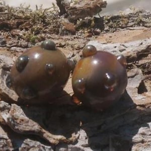 2 Perle di vetro filate a fiamma / 2 lavori a lume fatti a mano