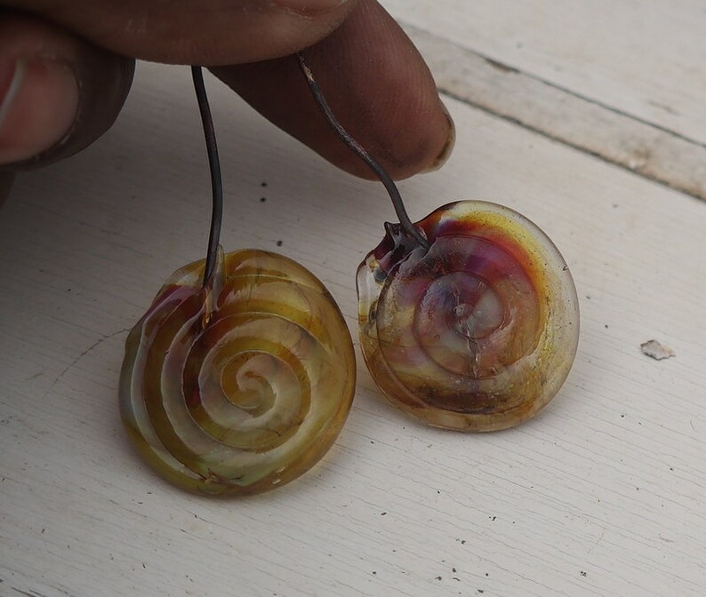 L/'atelier de jacquelina 2 longues gouttes en verre fil\u00e9 \u00e0 la flamme handmade 2long drops glass torch