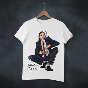 Tommy Cash Espresso Art T-Shirt, Illustriertes Kaffee Meme T-Shirt, Viral Music Merch, Rapper Fan Geschenk, Alternative Streetwear Shirt