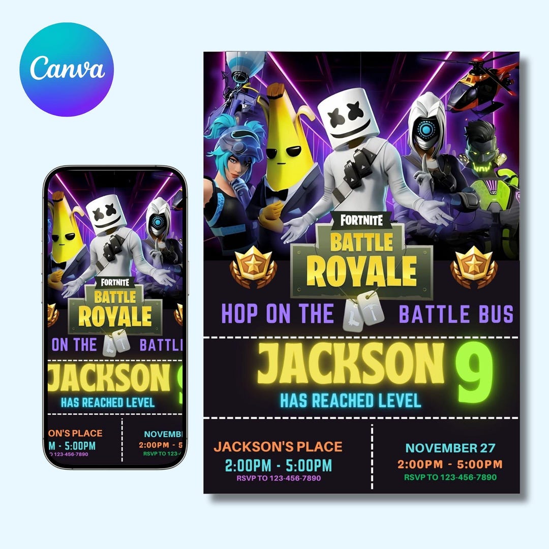 Fortnight Invertations Buy Editable Fort Game Birthday Invitation, Fort Night Birthday Party ...