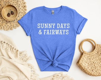 Camisetas de golf para mujer con diseños divertidos para días soleados y campos de golf. Regalo de cumpleaños para ella. Camisetas de golf de equipo. Regalos de golf para mujer.