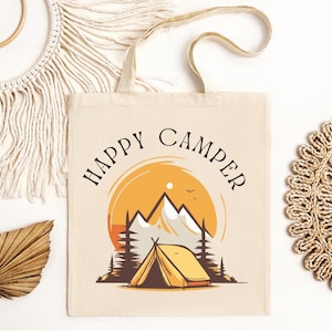 Camping Tote Bag, Tote Bag for Camping, Camping Gift for Her, Birthday Gift for Campers, Happy Camper Tote Bag, Gift for Camping Enthusiast
