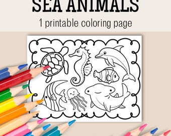 Colorir Animais Marinhos, Desenhos de Animais Marinhos para Colorir, Livro de Colorir Animais Marinhos, Página para Colorir de Praia, Colorir de Praia, Folhas para Colorir de Verão, Praia