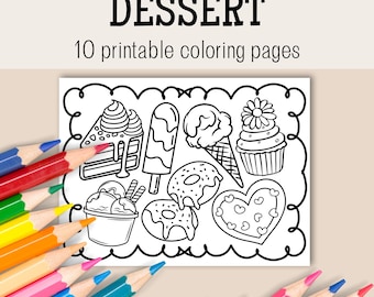 Dessert Coloring Page, Dessert Coloring Book, Dessert Coloring, Ice Cream Coloring Pages, Dessert Coloring Pages, Ice Cream Coloring Book