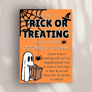 Trick or Treat Invite, Trick or Treat Invitation, Kids Halloween Party Invite, Halloween Kids Invite, Kids Halloween Party Invites, Template