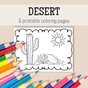 Desert Coloring Page, Cactus Coloring Page, Printable Desert Coloring Page, Desert Coloring, Desert Coloring Pages, Cactus Coloring Pages