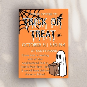 Trick or Treat Invite, Trick or Treat Invitation, Kids Halloween Party Invite, Halloween Kids Invite, Kids Halloween Party Invites, Template